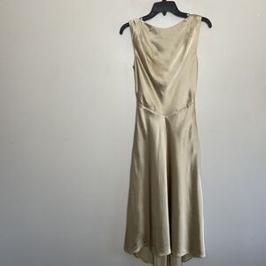 SALONI Dress Womens 4 Champagne Jen Sleeveless Satin Silk Rear Bow Evening Party